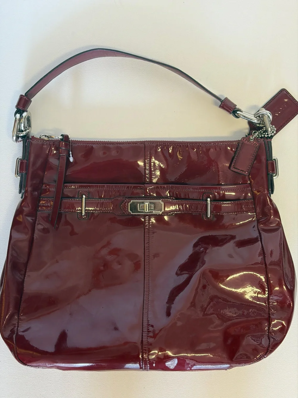 Coach Burgundy Patent Leather Shoulder Bag Y2K SoHo